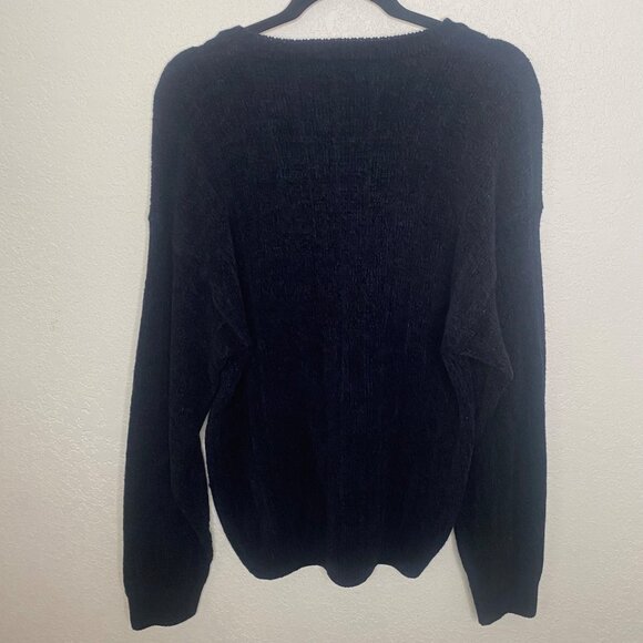 Murano Italia Wool Blend Knit Sweater Mens L Black Preppy Pullover Cozy Warm Win - Picture 1 of 6